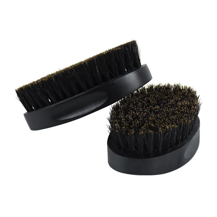 Modern comfortable black wooden beard brush 100% boar bristle shaving round beard brush for men, Customized
