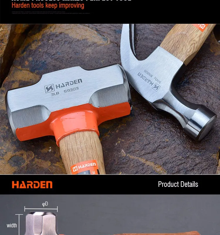 Professional Custom Hand Tool Oak Wood Handle 3lb Stoning Sledge Power