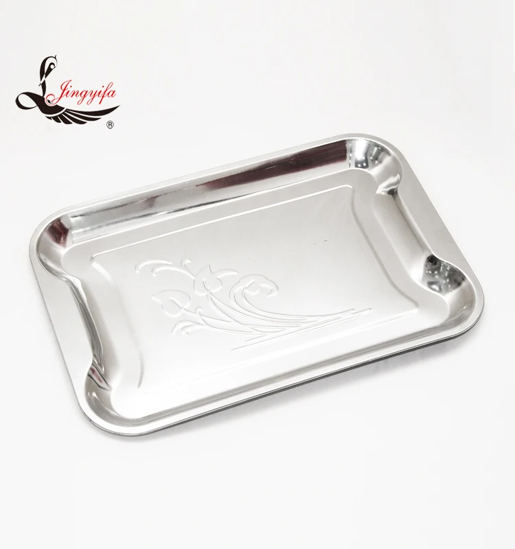 Oval Stainless Steel Food Serving Tray Bbq Tray Buffet Tray With Handle