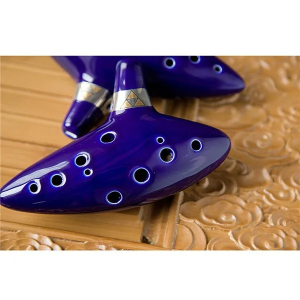 

New Arrival 12 Hole Ocarina Ceramic Alto C Legend of Zelda Ocarina Flute Blue Instrument free shipping