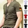 New Men's Slim Fit Casual Basic Tee Shirts Armband V Neck Short Sleeve T-Shirt