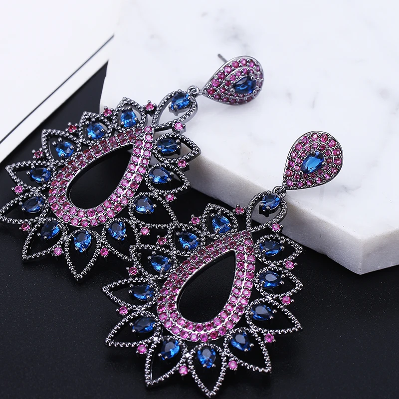 

Hot Selling Luxury Bling Crystal Vintage Drop Earrings For Women, Green,purple