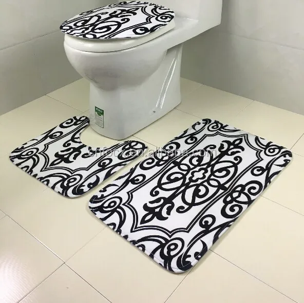 3pcs Bathroom Nonslip Carpet Toilet Seat Cushion / Bathroom Mat Rug