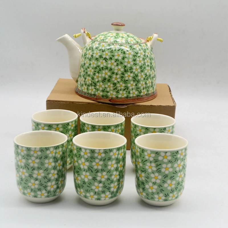 Customized Flower Pattern Ceramic Tea Pot And Cup Set For Sale Moq