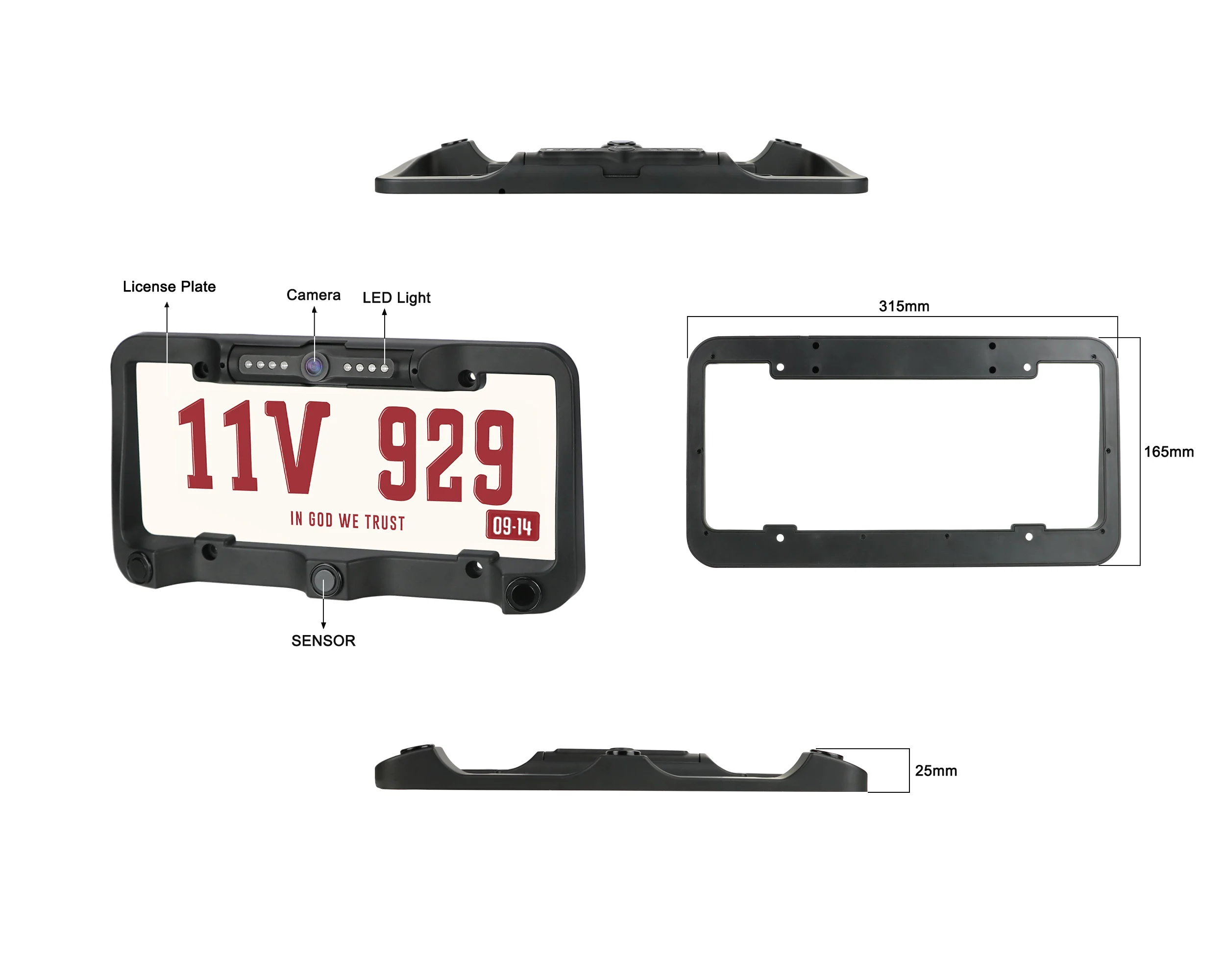 Sunwayi U41 Car Parking Camera Us License Plate Frame Video Visual