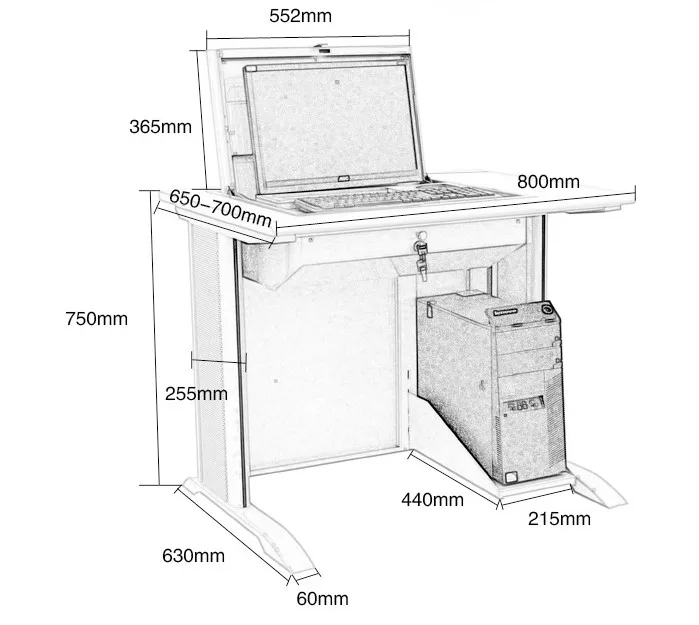 Bnt Flip Top Student Computer Desk With 22inch Flip Up Monitor Case
