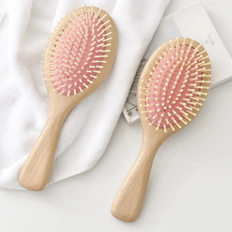 

Professional Pack of 2 Wooden Paddle Pink Cushion Hair Grooming Brush