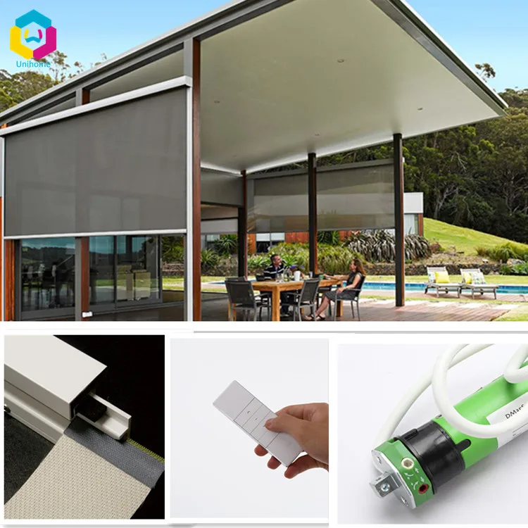 Balcony Fiberglass Fabric Zip Track Side Channel Electricoutdoor Roller ...