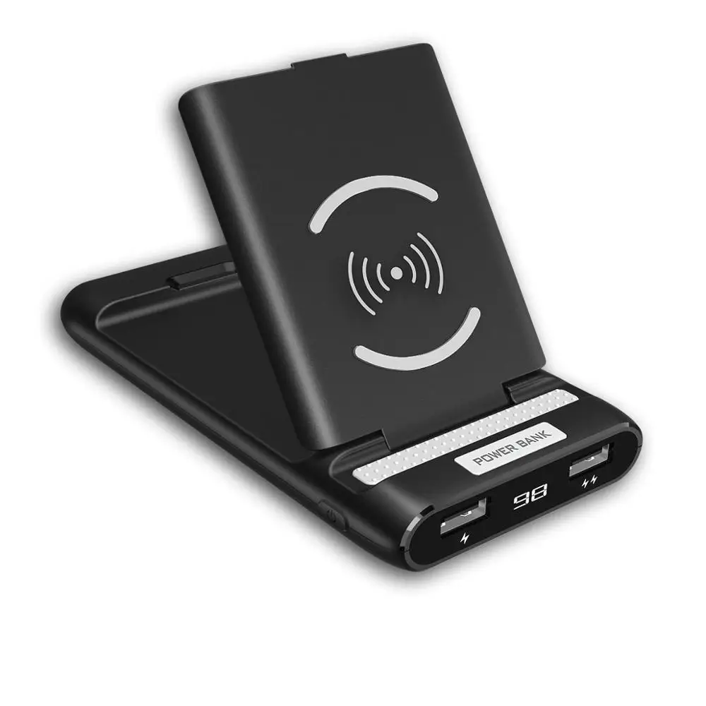 

China Cheap QI 3 in 1 Portable 10w Wireless Charger Real High Capacity 10000 Mah Mobile Powerbank, Black/white