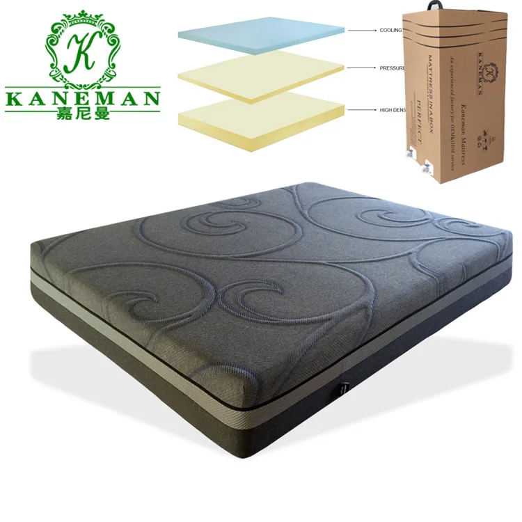 

12 inch Bamboo visco cool gel memory foam royal sleeping mattress compressed in a box