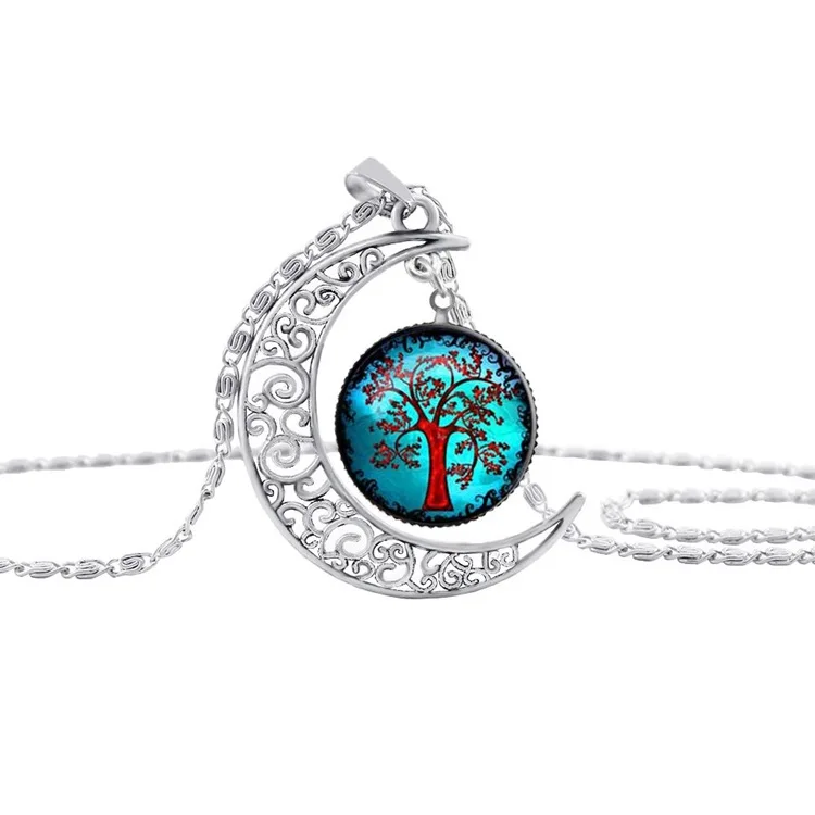 

Hollow Moon Necklace Time Gem Tree Pendant Color Sweater Chain Hainon wholesale jewelry necklace, Picture