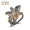 Retro Flower Shape Design Multicolor Silver Ring or According to Your Requirements Custom