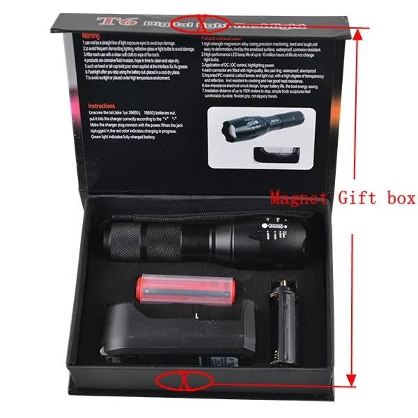 Aluminum Alloy Long Rang Tactical XML T6 led manual rechargeable Flashlight