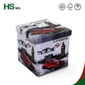 HStex PVC leather printing home furniture square folding storage stool