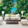 Green forest natural jungle decoration home wall murals wallpaper for Entertainment
