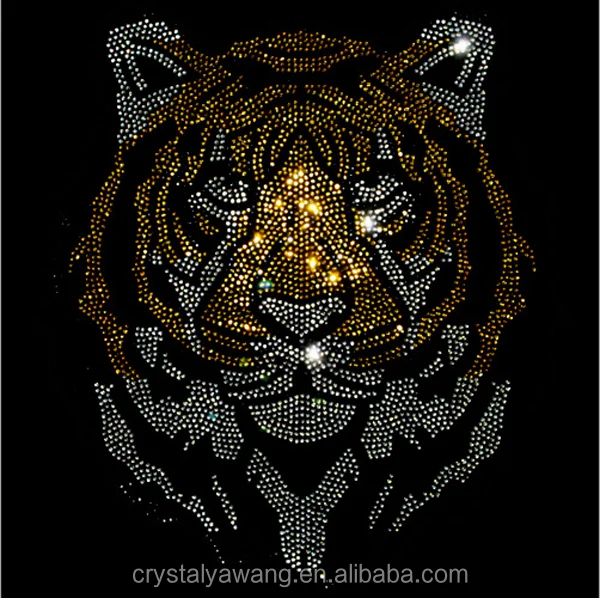 

Hot sale custom tiger rhinestone transfer wholesale