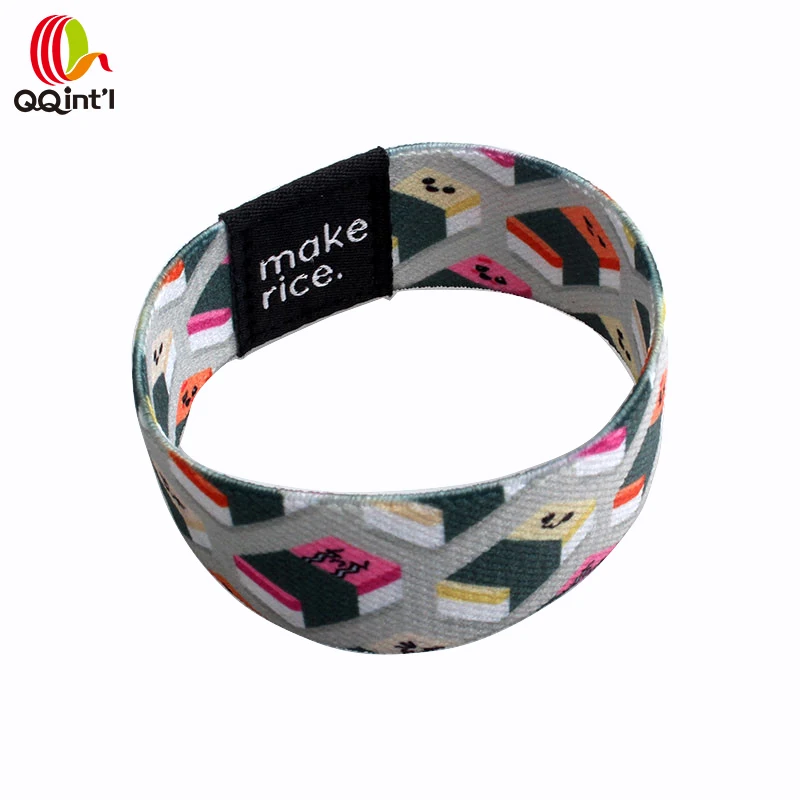 Custom printed elastic with plastic clip fabric bracelet woven wristbands  cloth bracelets | Custom Wristband For Sale