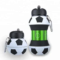 

Promotion Football Soccer Shape Silicon Collapsible Water Bottle With Custom Logo Wholesale