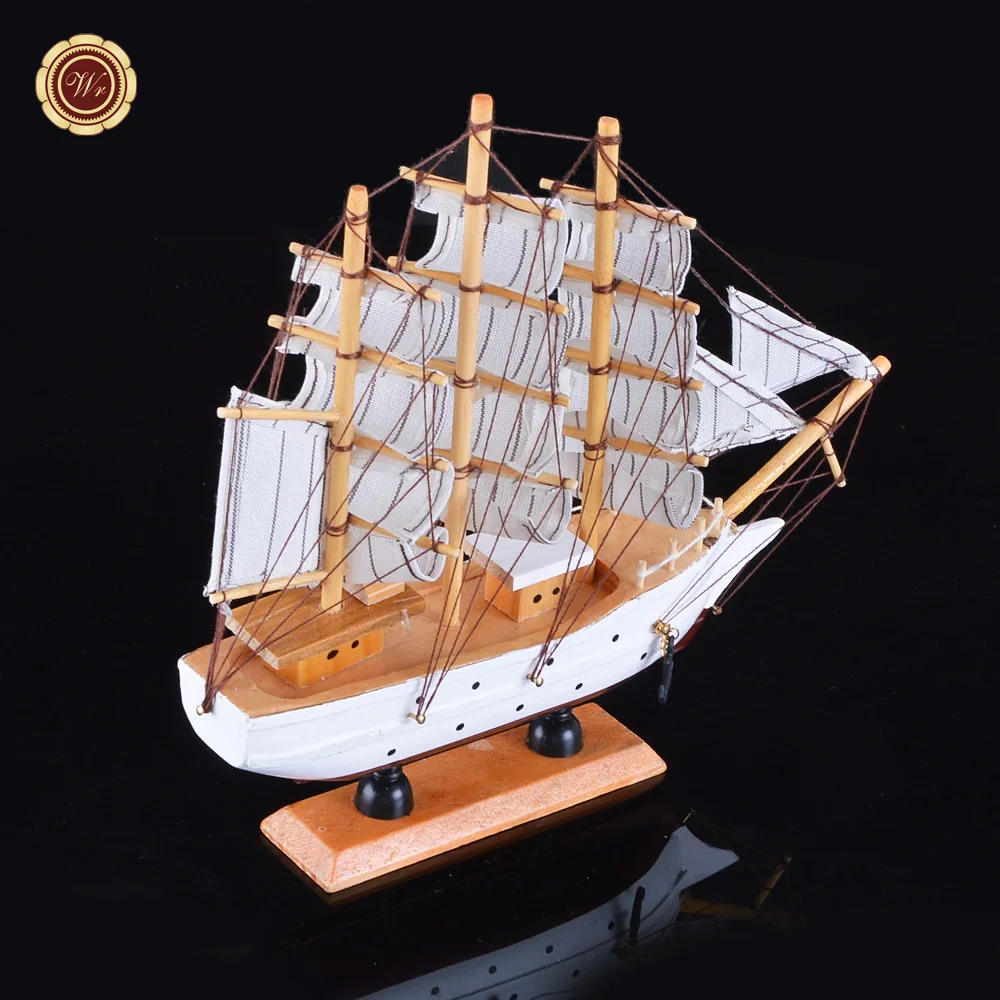 wr 手工木制航海船模型收藏帆船玩具家庭办公室桌面装饰 24*7 * 24