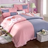 Kid bedding / lace border cartoon two color patchwork comforter set