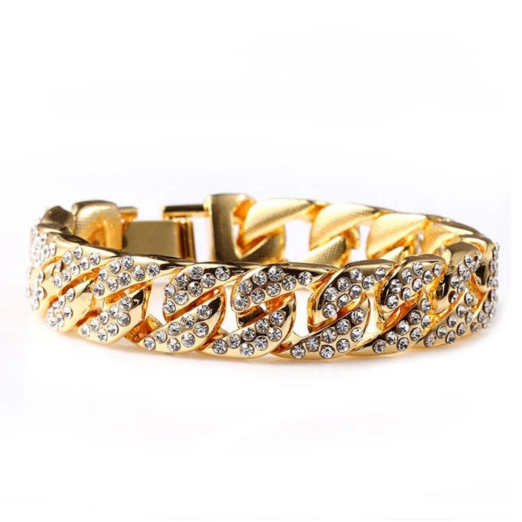 

Men's Gold HipHop Bling Bling Cz Paved Cuban linked Jewellery Bracelet