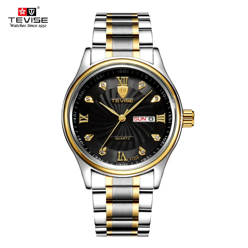 

TEVISE 8122Q Quartz Watch Women Watches Stainless Steel Ladies Watch Waterproof Female Wristwatch Calendar relogio feminino, N/a