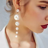 

2019 Hot Wholesale Fashion Pearl Long Chain Drop Hanging Stud Earrings for Women Girls