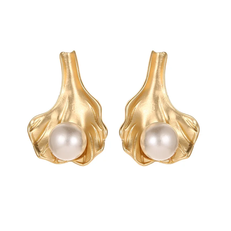 

Geometric Simple Temperament Metal Shell Pearl Earring Ladies 2019 Irregular Earring (KER383), Same as the picture