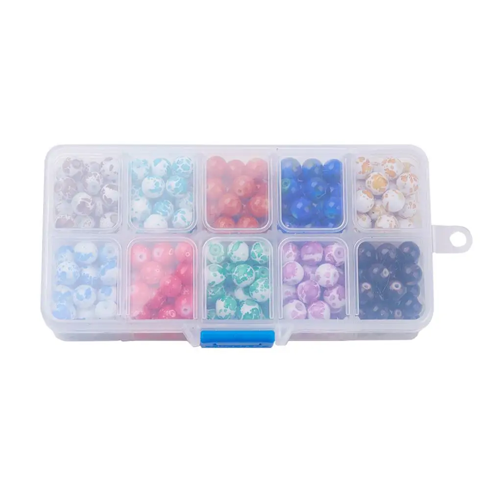 

Pandahall 10 Colors Baking Painted Glass Round Beads