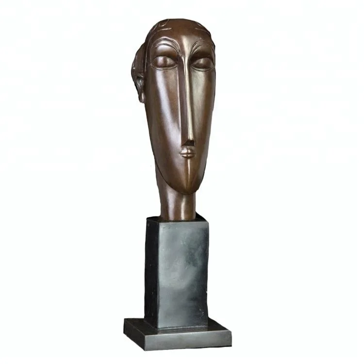 

DS-734 Abstract Man Head Statue Bronze Sculpture Hot Casting Bronze Man Bust Figurines Metal Art For Collection