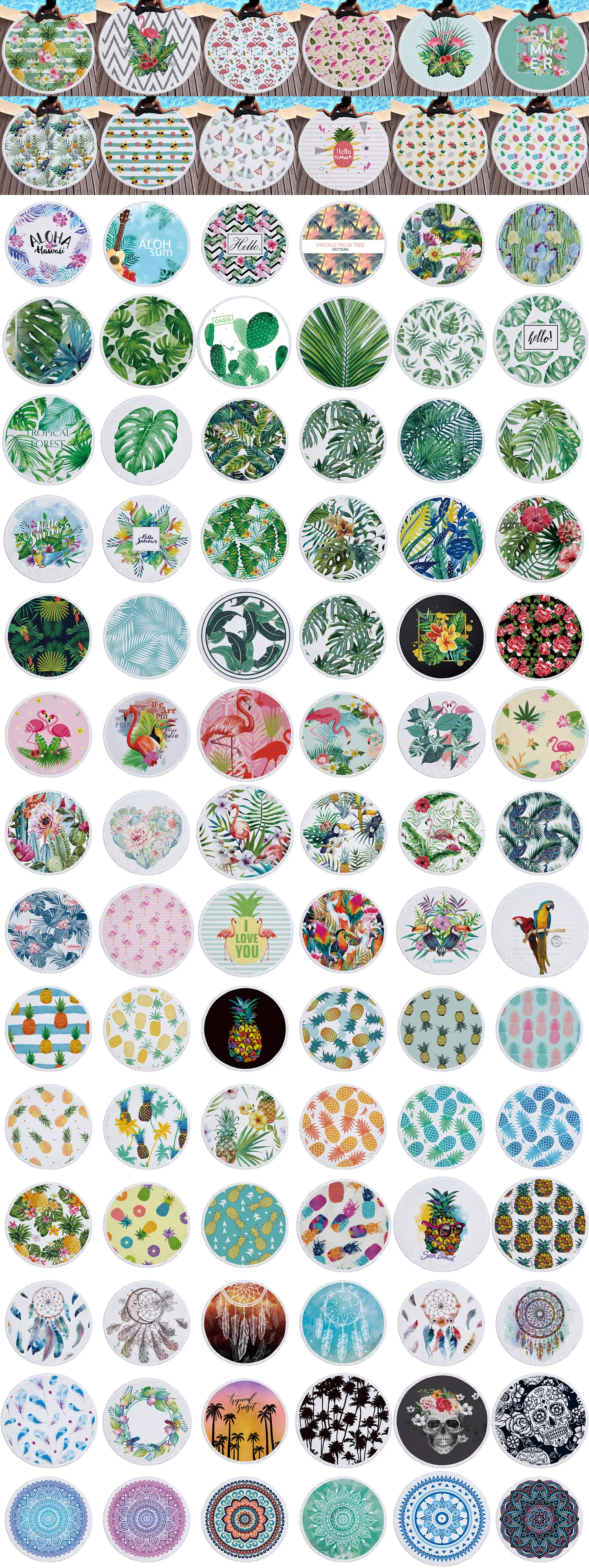 
Good Quality New design customized microfiber circle printing round beach towel 