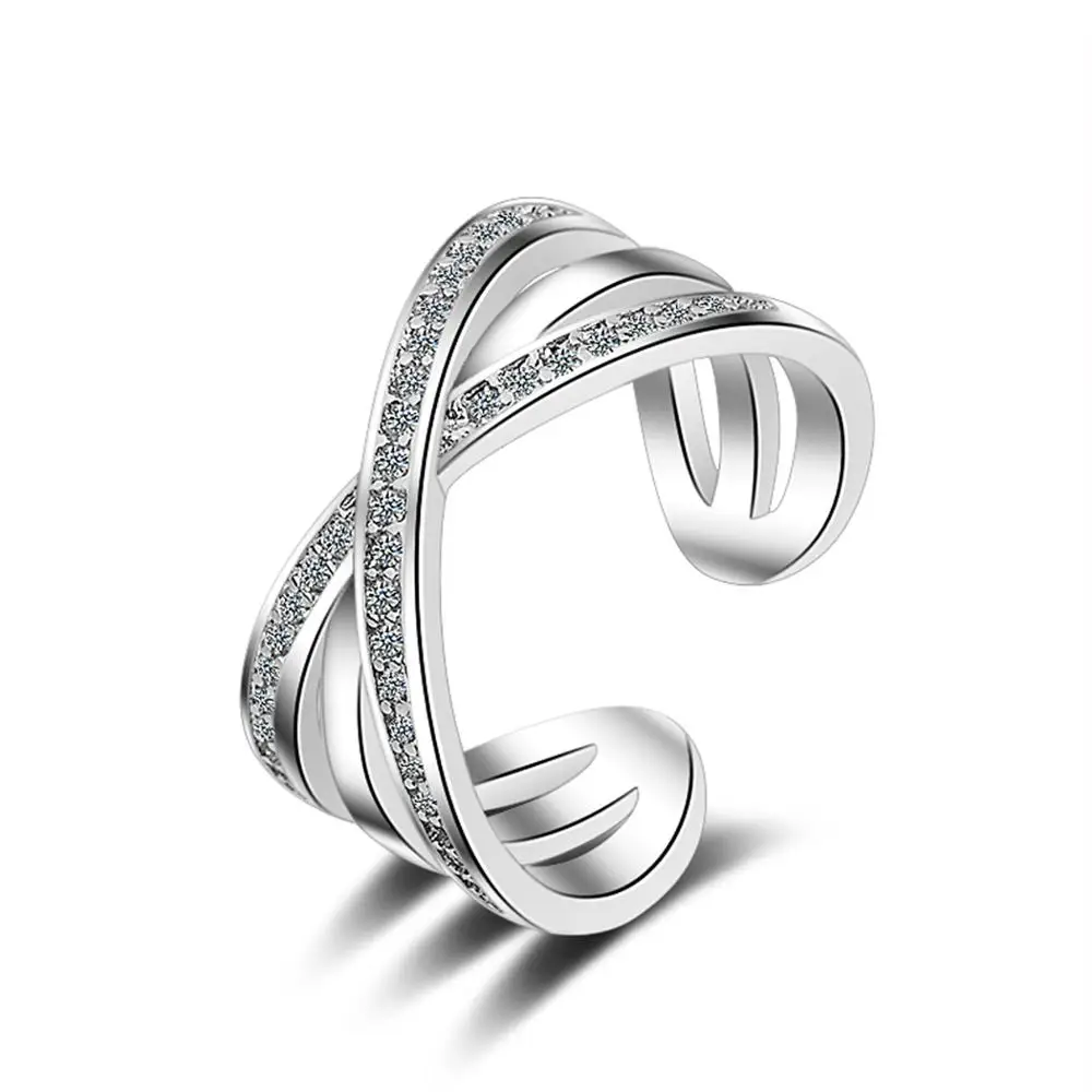 

100% 925 sterling silver fashion shiny crystal ladies`finger rings women ring jewelry wholesale birthday gift wedding, Gold