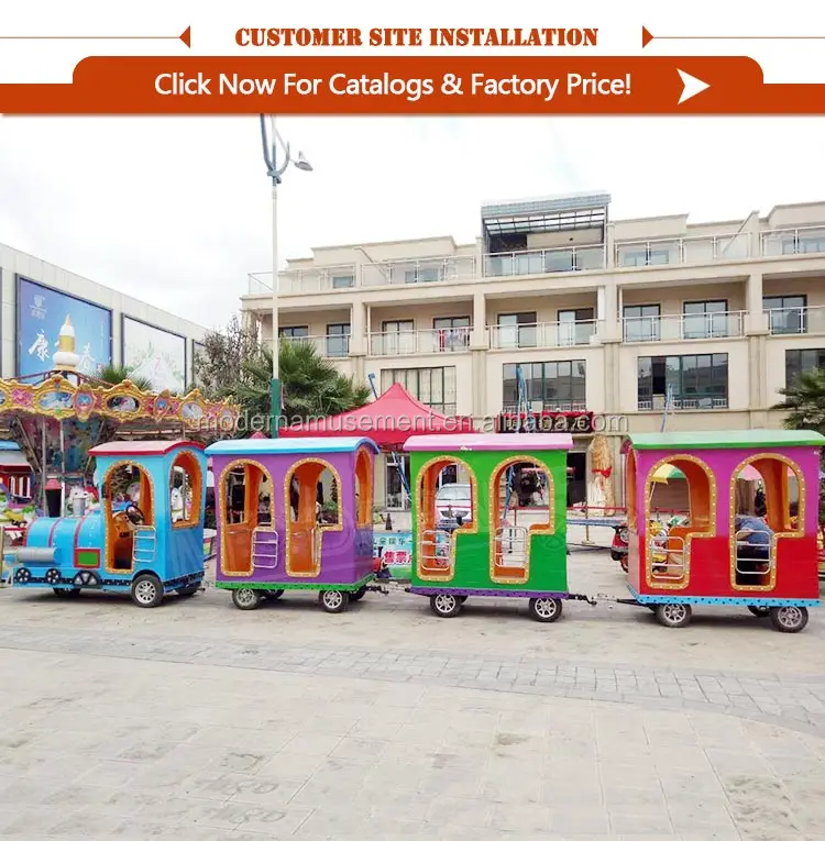 Interesting children trackless electric sightseeing train park rides