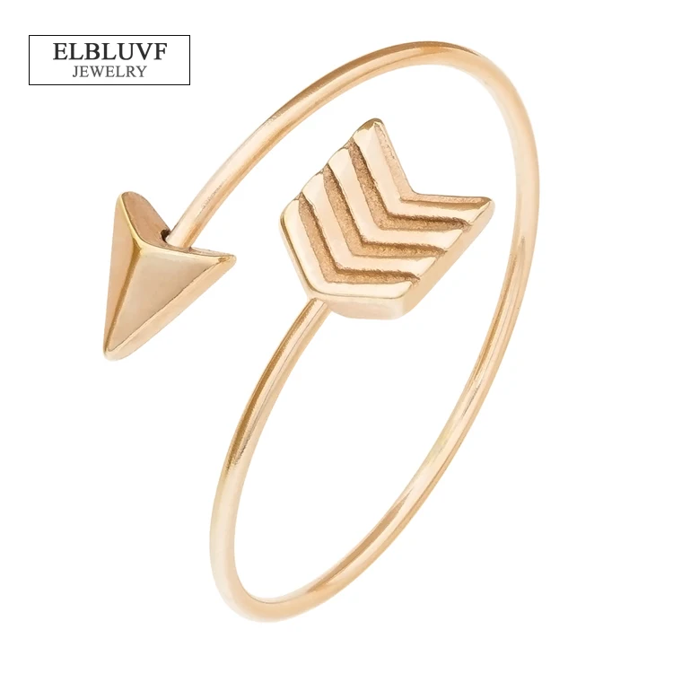 

ELBLUVF Stainless Steel 14k Rose gold Arrow Ring Jewelry For Women Girls Ladies