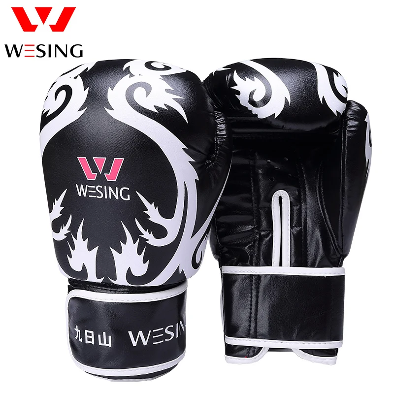 

6oz Wesing children boxing gloves pro leather boxing gloves for boxing sanda muay thai, Red/black/blue