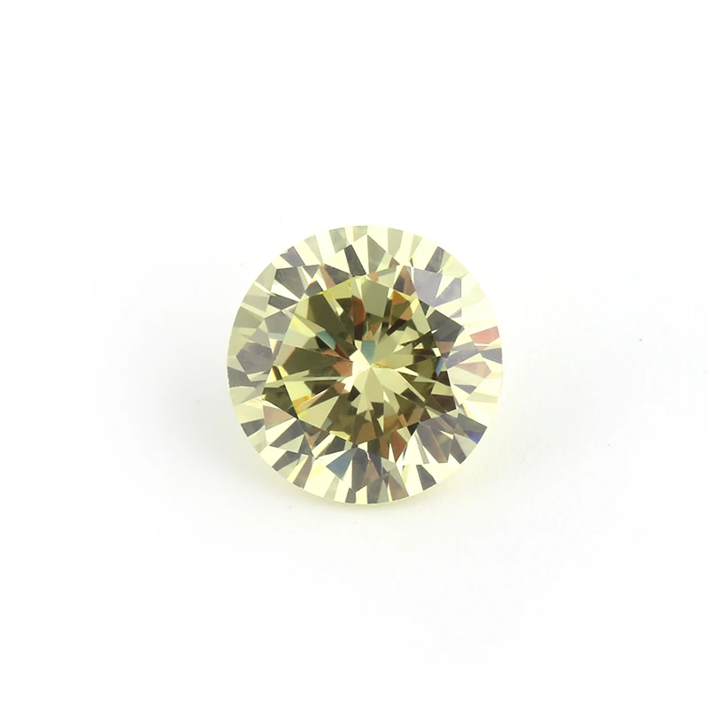 

Thriving Gems Light lemon yellow round cut loose gemstone Cubic zirconia stone