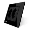 Livolo EU Standard Switzerland Power Socket With Black Crystal Glass Panel VL-C7C2CH-12