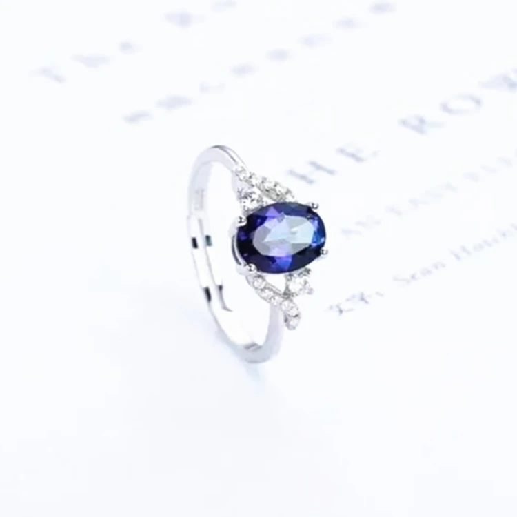 

New Design Low Price stone jewelry 925 sterling Silver Ring With Natural Blue topaz crystal ring for women wedding engagement