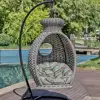 Hot Sale Garden Swing Patio Egg Shaped Wicker Pe Rattan Dining Living Room Hotel Swimming Pool Chairs With Colorful Cushion