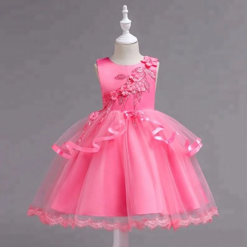 

Hot Selling Wholesale Children Kids Girls Boutique Clothing flower Bowknot girl princess dress, Red;pink;white;blue;purple;rose red;champag or custom