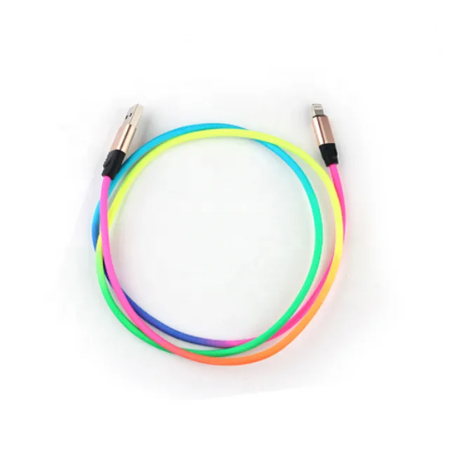 

2019 Colorful Rainbow Usb Charger Cable For iphone,for android ,for type c usb data cable colors, N/a