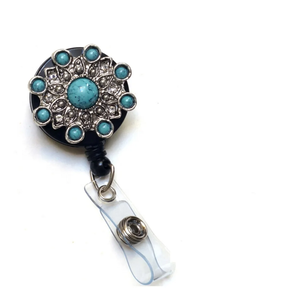 

Retractable Flower Shape Alloy ID badge holder reel with Clip, Picture