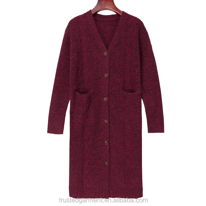 
Winter women long chunky sweaters wool cardigan 