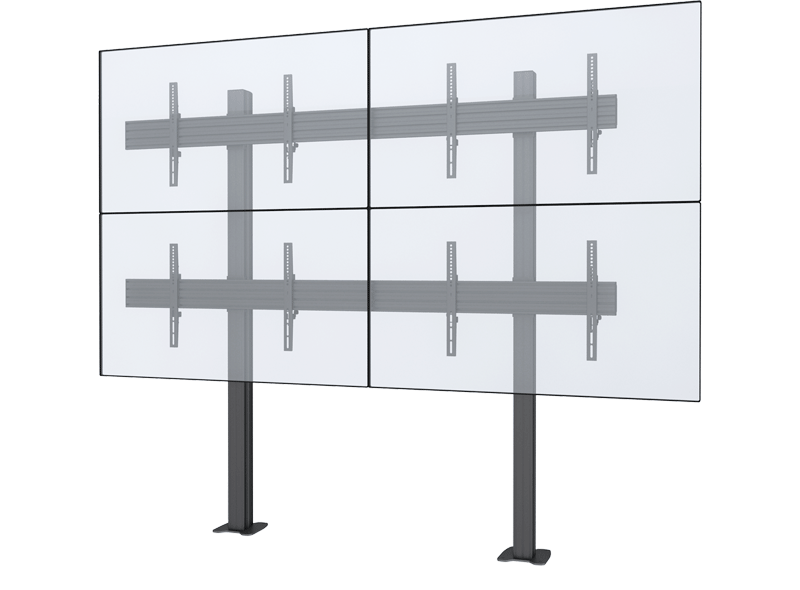 Quad Monitors Stable Wall Mounted TV Holder With Cable Management