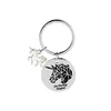 Oval Shaped Zinc Alloy Pendant Trendy Keychain Silver Color Pattern Charm Key Chain