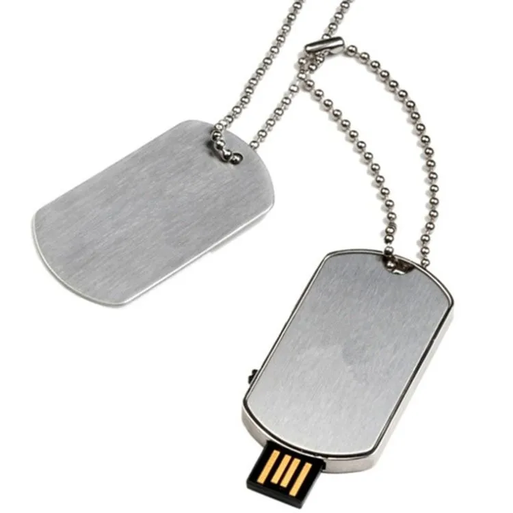 8GB 16GB 32GB Metal Dog Tag Necklace Pendrive USB Flash Drive Memory Thumb Stick