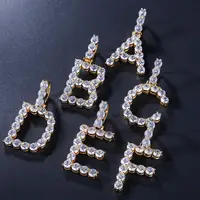 

Hot Hip hop Men and Women Zircon Bling Bling Letters Pendant 26 Letter Initials Charm Necklace