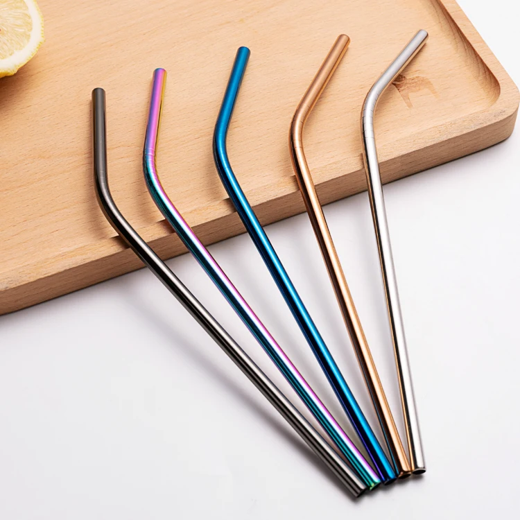 Hot Stainless steel rainbow colored metal stainless steel straws for drinking