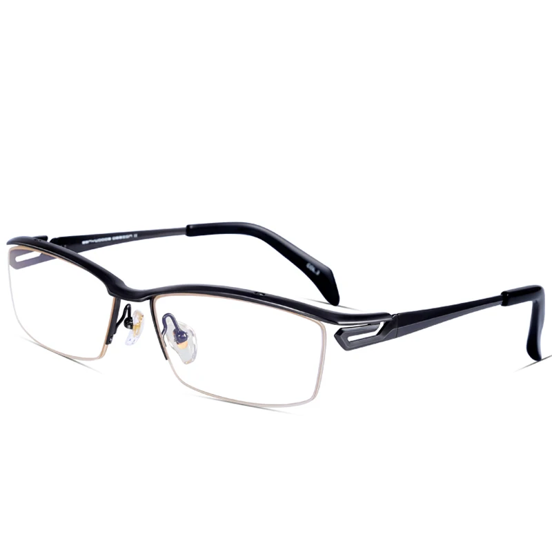 

Caponi Men Pure Titanium Eyeglasses Frame Business Glasses Fashion Semi Frame Optical Frame Flexible Temple 1194, Silver/gun/black