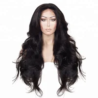 

Anogol Brazilian Hair Wigs Body Wave Black Synthetic Lace Front Wig